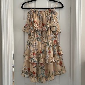 Off shoulder nude floral dress